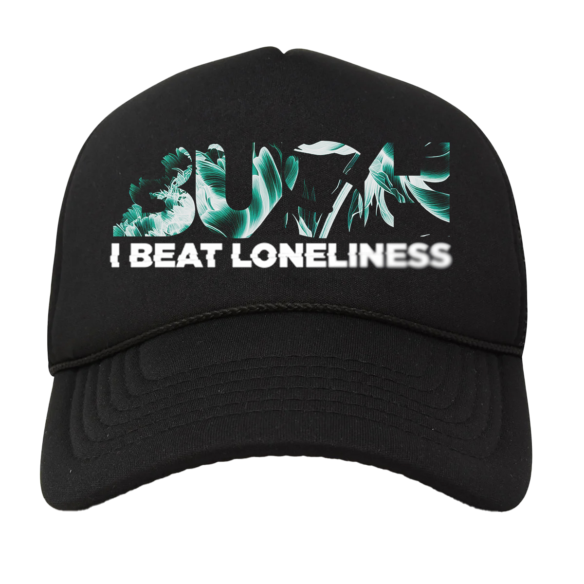 A classic black trucker hat with Bush's new album title "I Beat Loneliness" printed across the front.